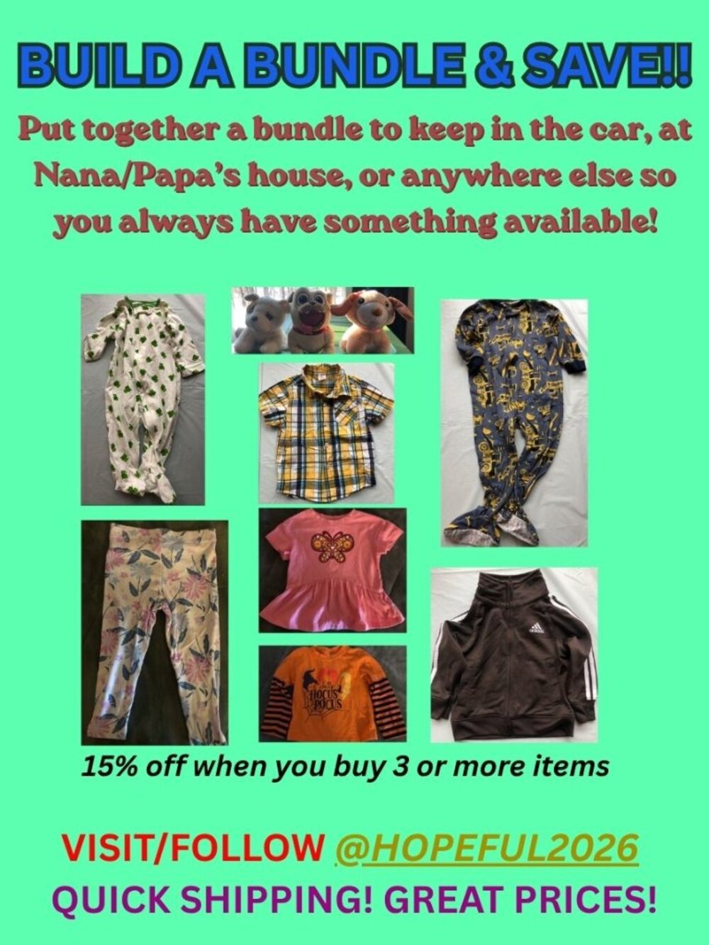 Build a bundle so you have items available no matter where you/your child are!